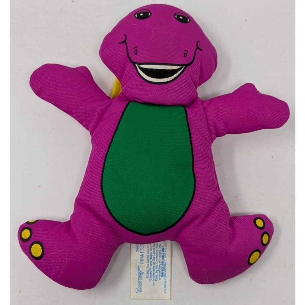 Vintage Barney Baby Rattle Plush‎ 1993 Hasbro Lyons 90s 1990s Lovey